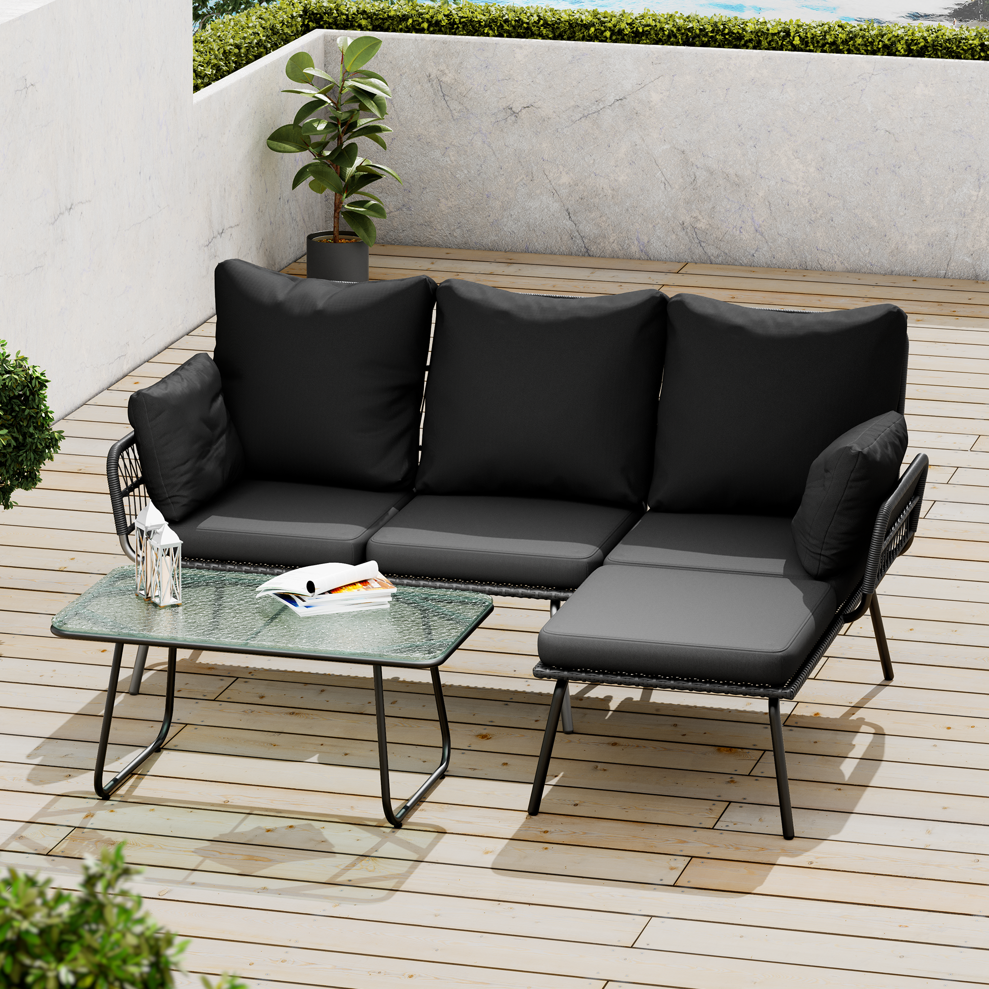 LHBcraft L-Shaped Outdoor Loveseat Sectional Set