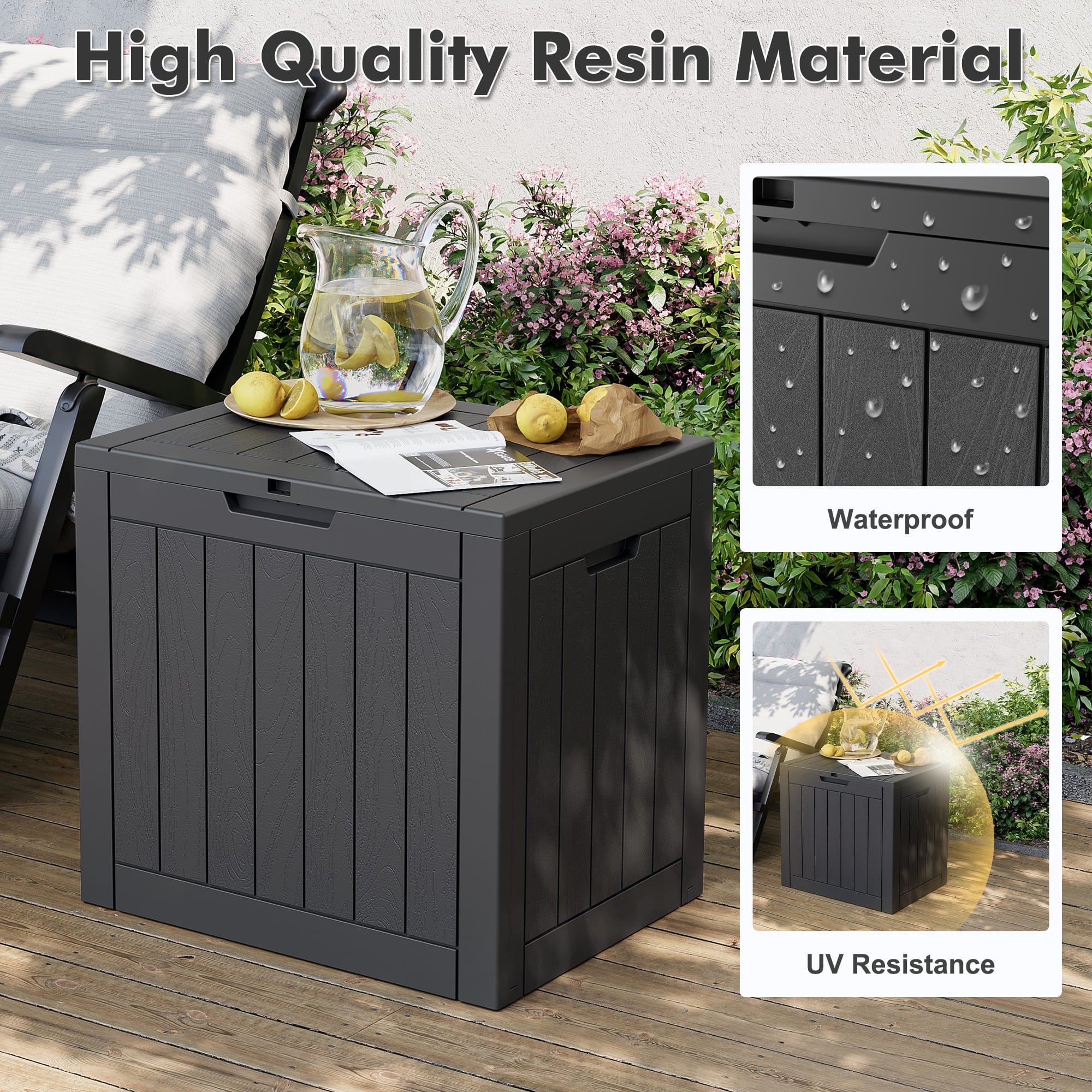 LHBcraft 31 Gallon Resin Deck Box – Waterproof & UV Resistant