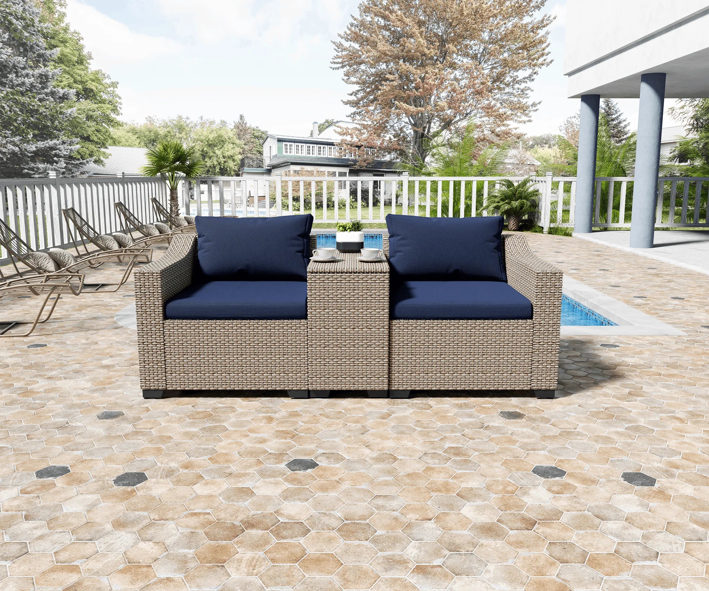 LHBcraft Luxury 3 Pieces Patio Sectional Furniture Set