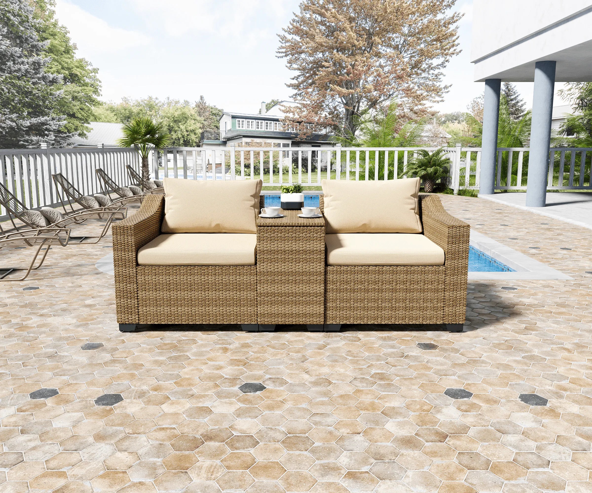 LHBcraft Luxury 3 Pieces Patio Sectional Furniture Set