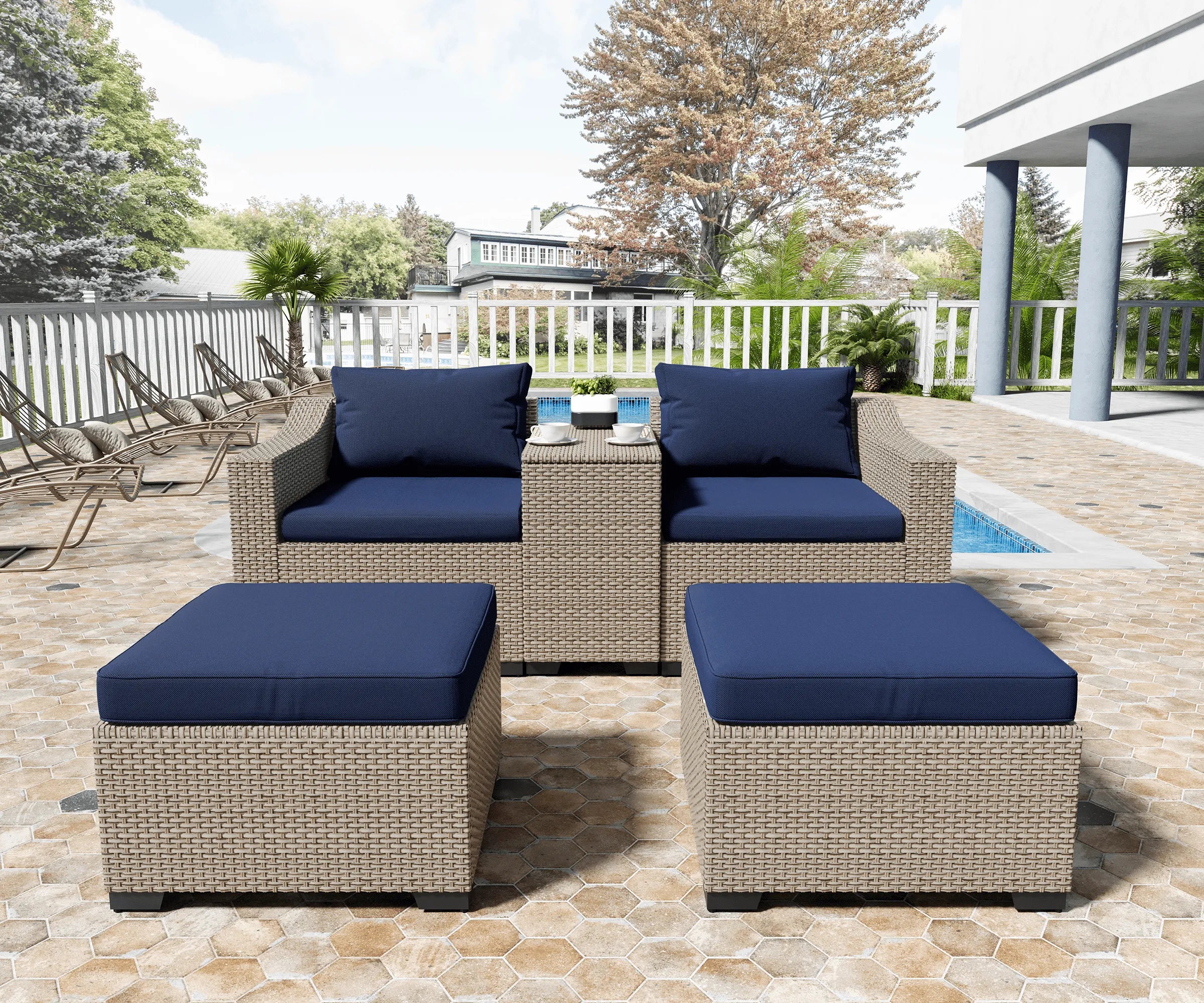 LHBcraft Luxury 5 Pieces Patio Sectional Furniture Set