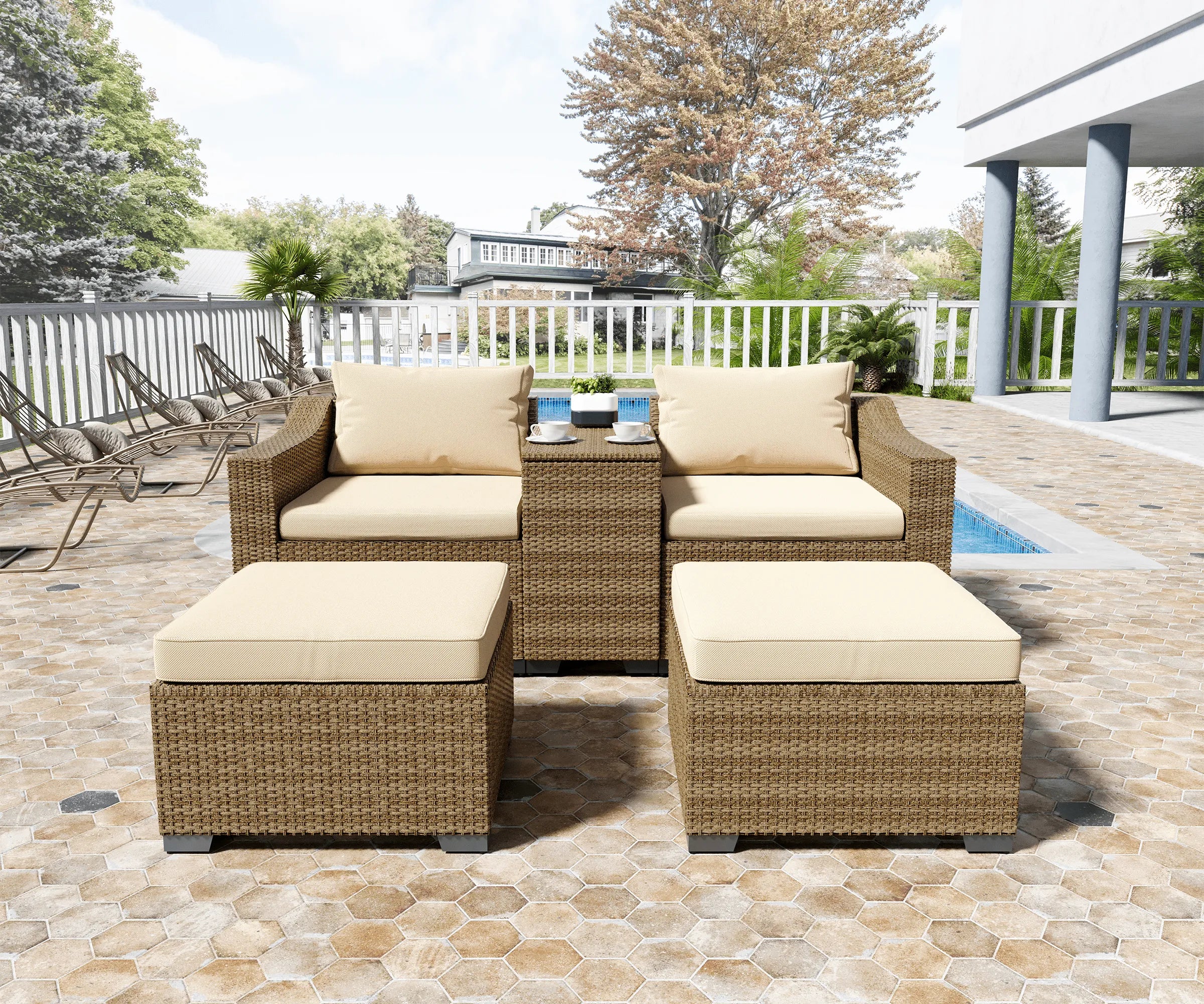 LHBcraft Luxury 5 Pieces Patio Sectional Furniture Set