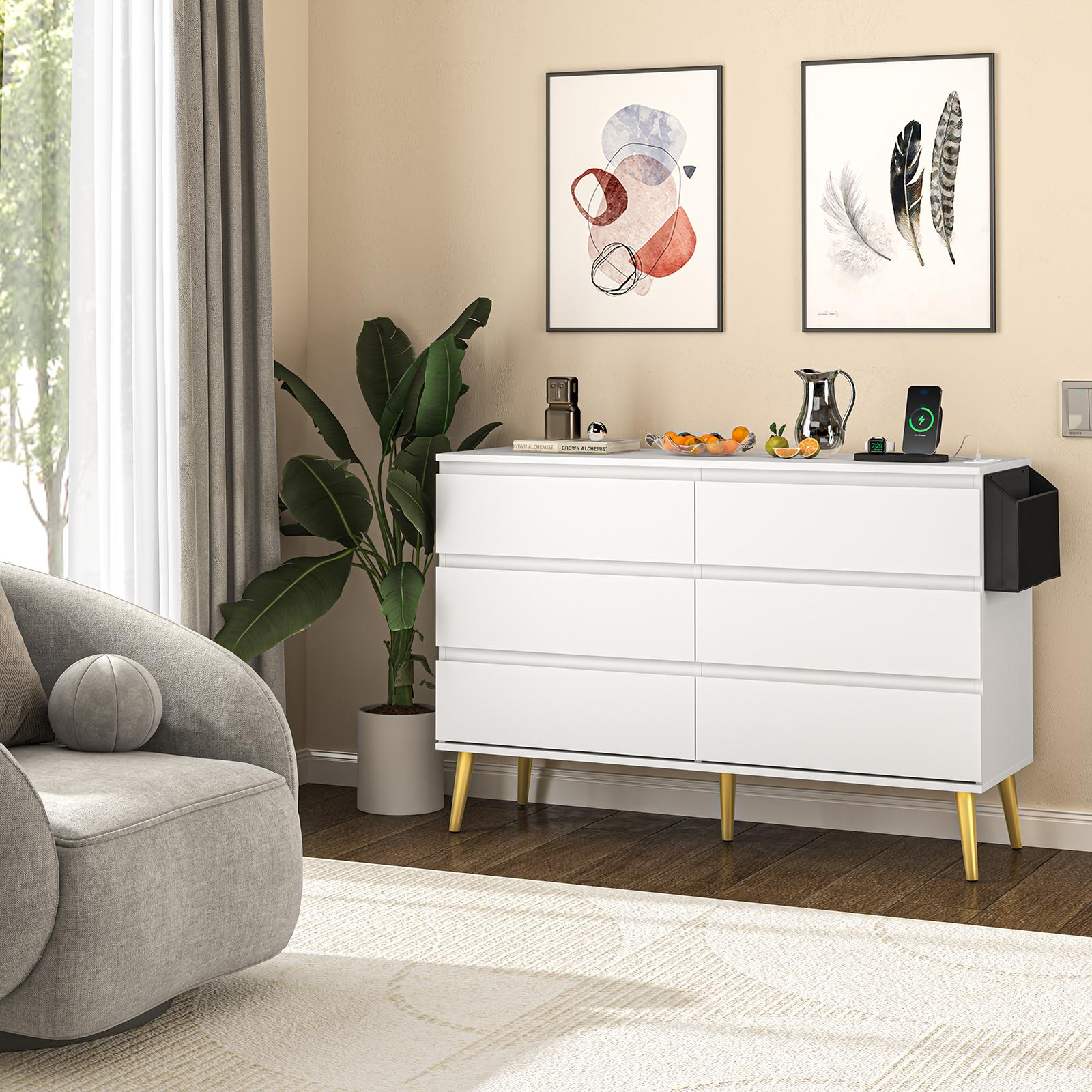 Dresser for Bedroom with 5 Drawers, White