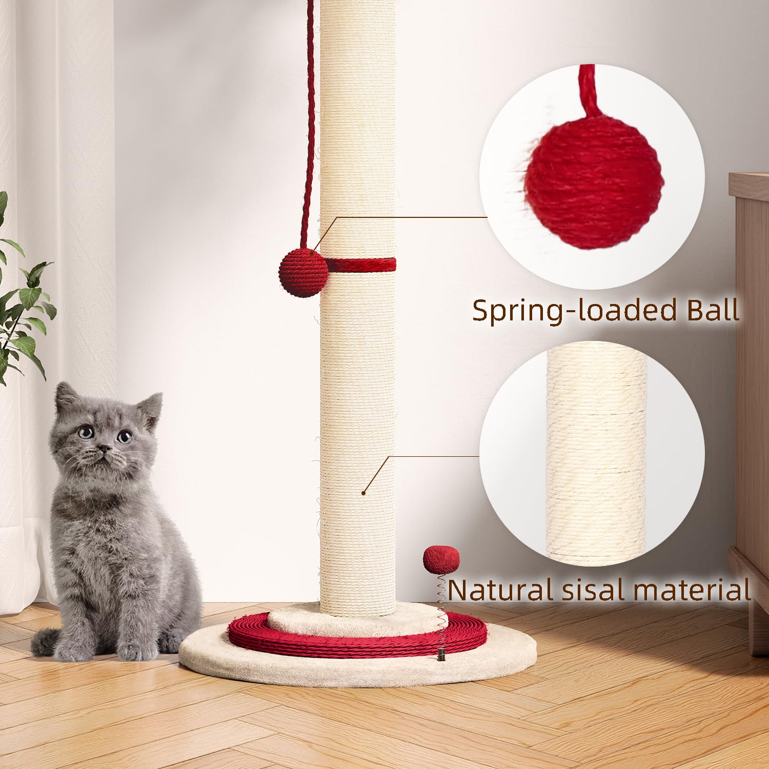 Decorative Cat Scratch Post-33''H